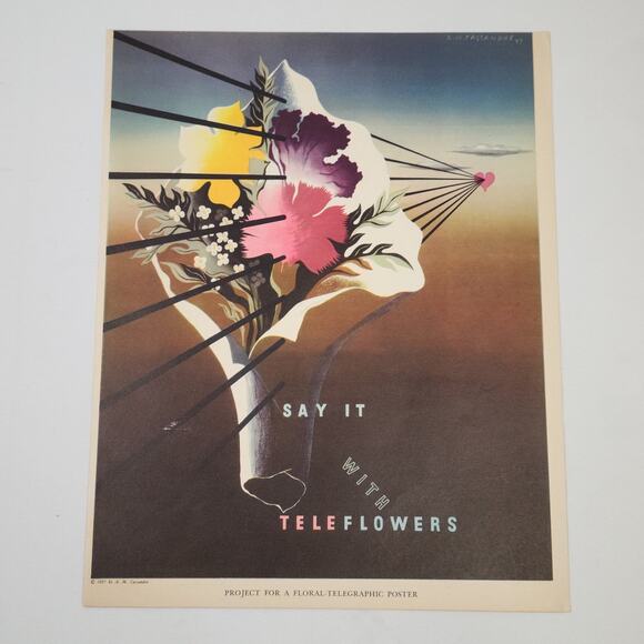1937 A.M. Cassandre Lithograph Poster Project Telegraph & Lumber Modernist Print